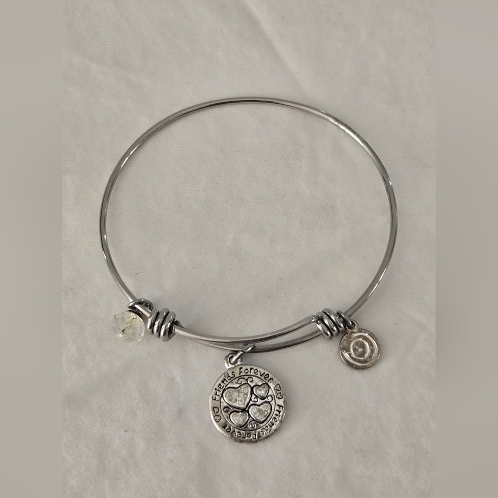 Footnotes Forever Silver Charm Bangle Bracelet